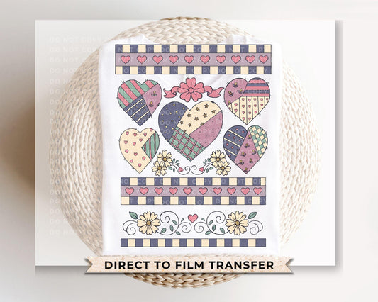 Quilted Heart Granny Square DTF Transfer | Ready to Press | Direct to Film