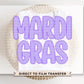 Mardi Gras DTF Transfer | Ready to Press | Direct to Film | Purple Seersucker Letters