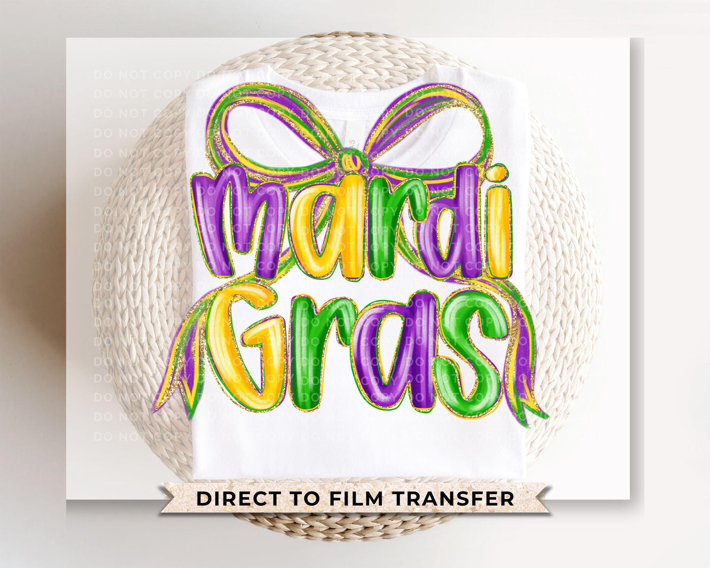 Preppy Mardi Gras DTF Transfer | Ready to Press | Direct to Film | Brushstroke