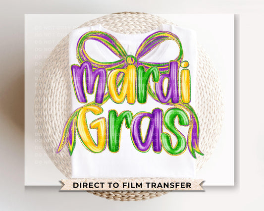 Preppy Mardi Gras DTF Transfer | Ready to Press | Direct to Film | Brushstroke