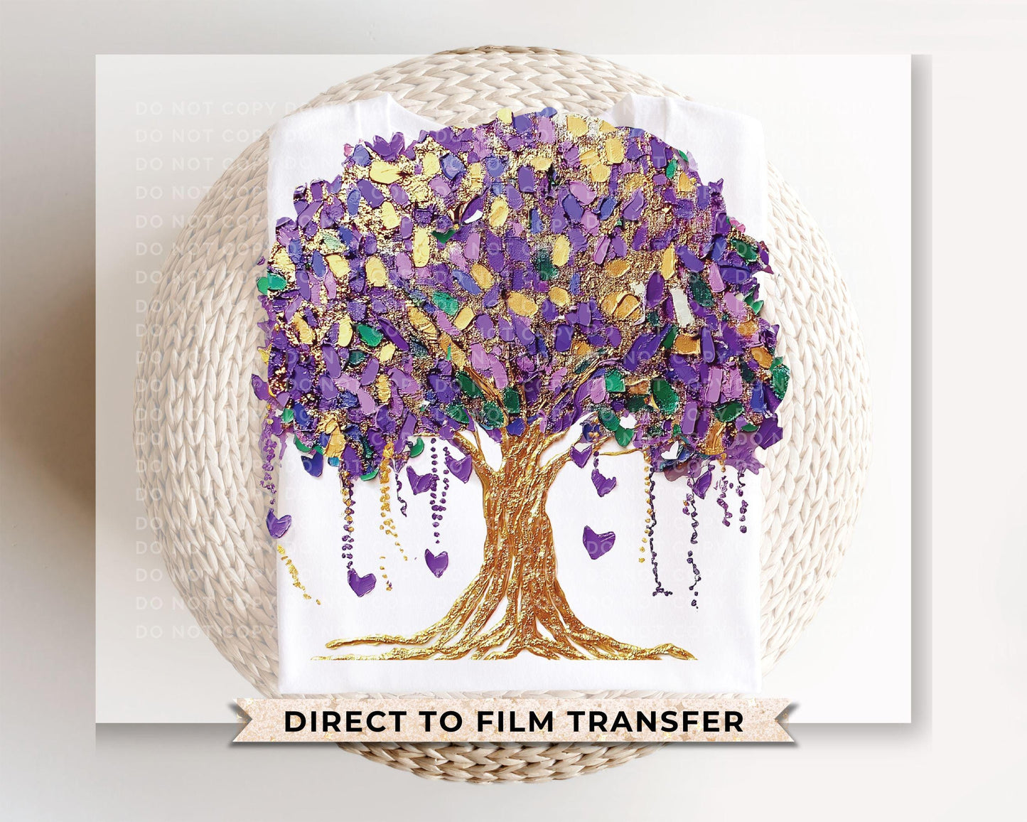 Mardi Gras Brushstroke Tree DTF Transfer | Ready to Press | Direct to Film | New Orleans