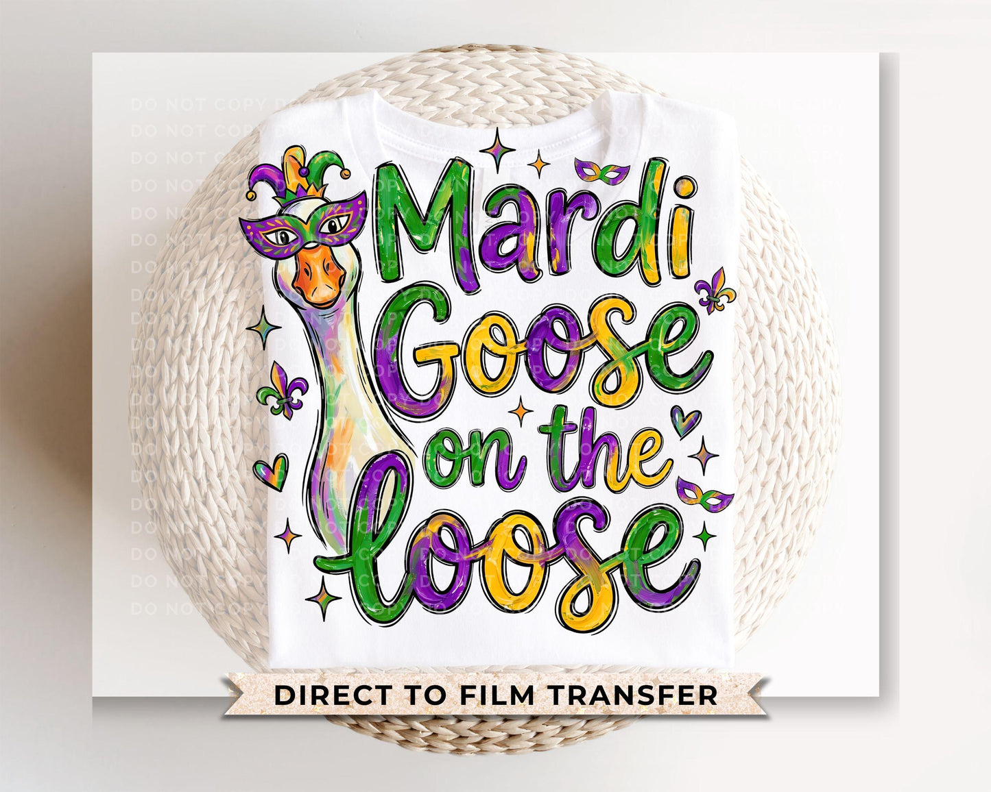 Funny Mardi Gras Goose DTF Transfer | Ready to Press | Direct to Film | New Orleans