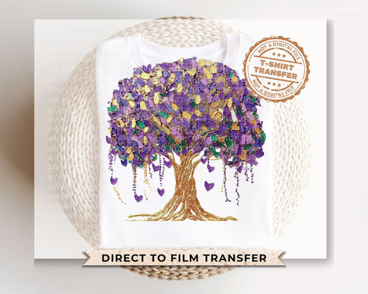 Mardi Gras Brushstroke Tree DTF Transfer | Ready to Press | Direct to Film | New Orleans
