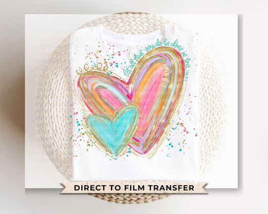 Glitter Brushstroke Heart DTF Transfer | Ready to Press | Direct to Film | Preppy | Watercolor