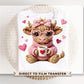 Faux Yarn Valentine Highland Cow DTF Transfer | Ready To Press | Direct To Film