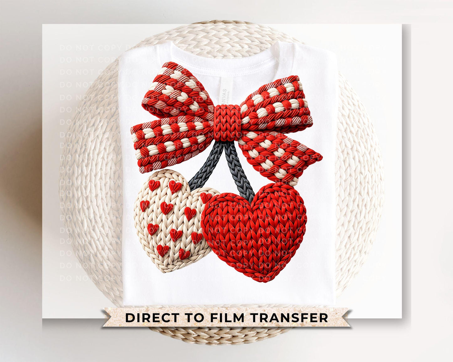 Faux Crochet Coquette Hearts DTF Transfer | Ready To Press | Direct To Film