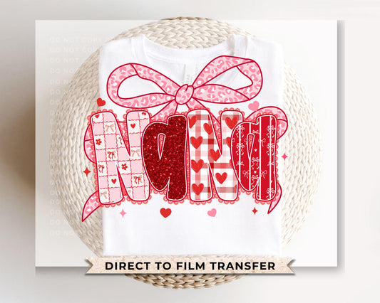 Preppy Nana Valentine Coquette DTF Transfer | Ready to Press | Direct to Film