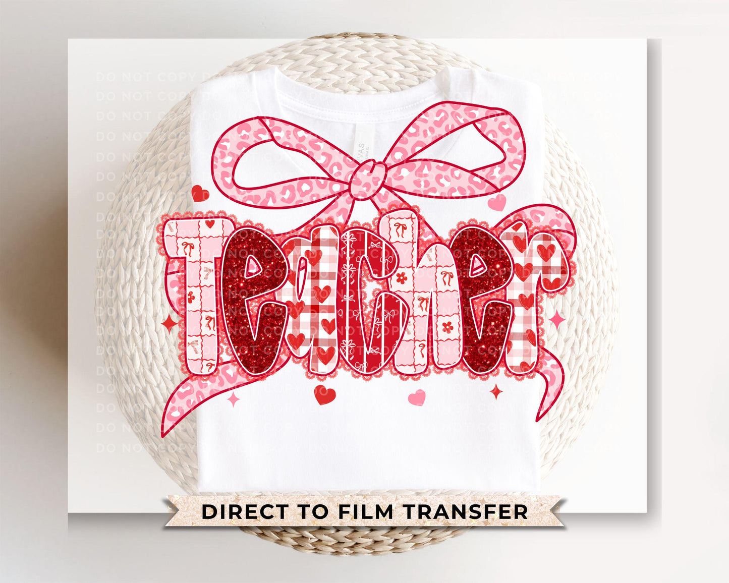 Preppy Teacher Valentine DTF Transfer | Ready to Press | Direct to Film
