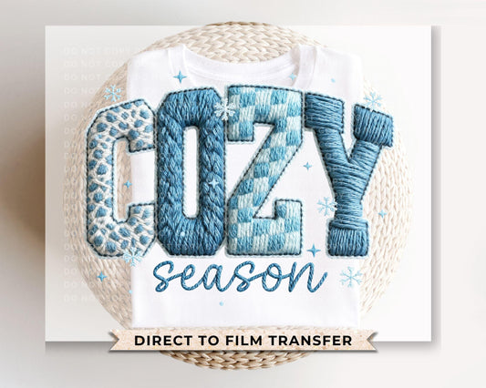 Cozy Season DTF Transfer | Ready to Press | Direct to Film, Faux Yarn