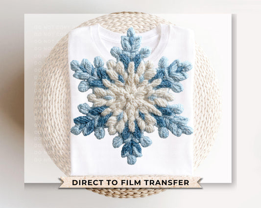 Faux Yarn Snowflake DTF Transfer | Ready to Press | Direct to Film