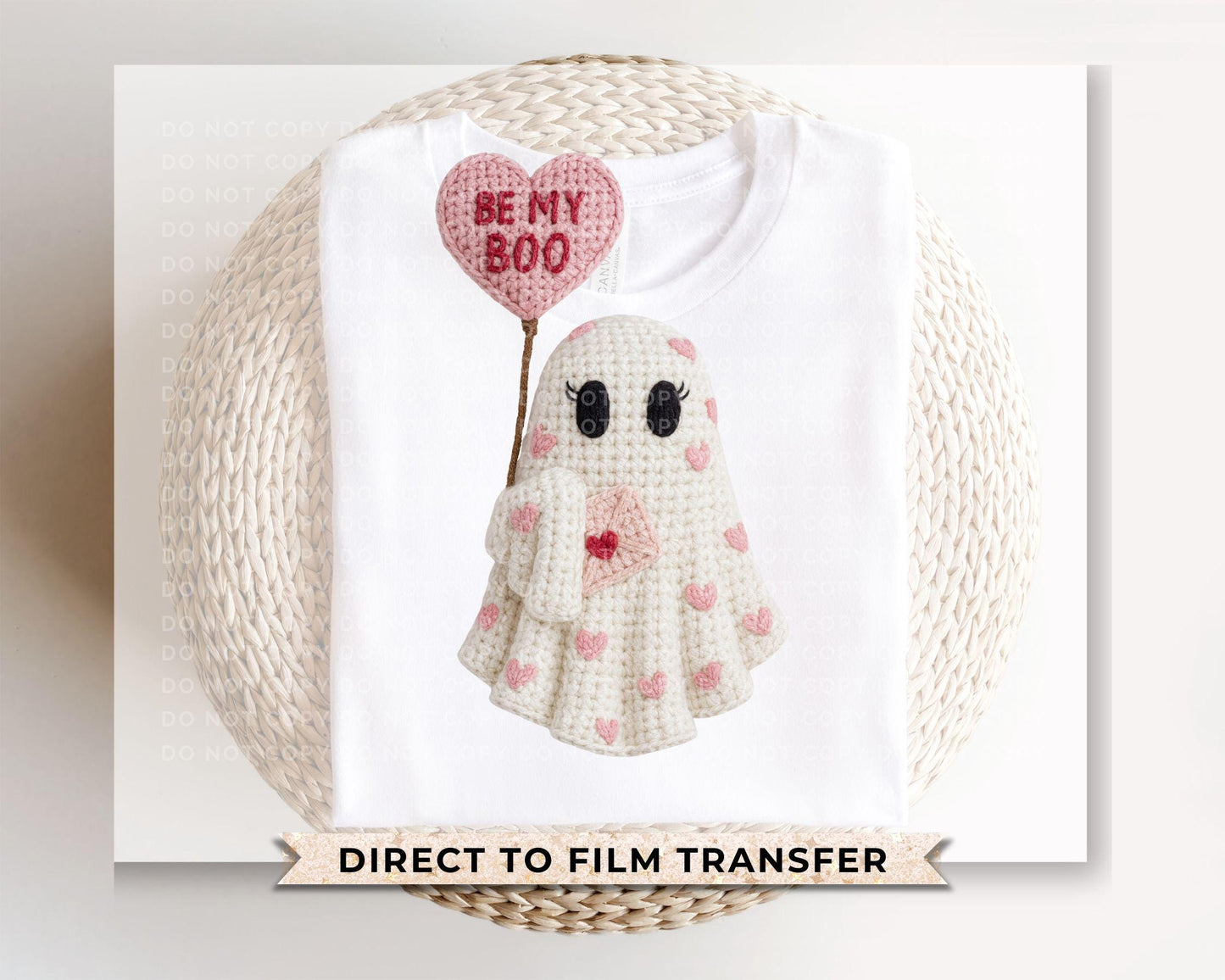 Faux Yarn Valentine Ghost DTF Transfer | Ready to Press | Direct to Film