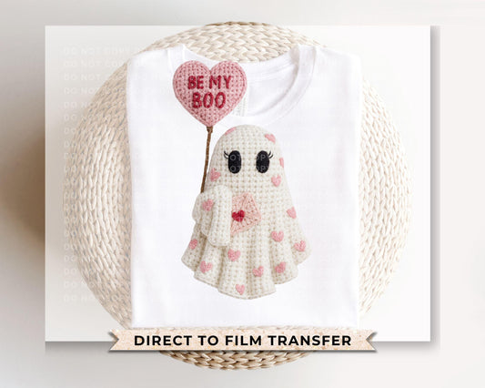 Faux Yarn Valentine Ghost DTF Transfer | Ready to Press | Direct to Film