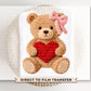 Faux Yarn Teddy Bear DTF Transfer | Ready to Press | Direct to Film | Valentine's Day