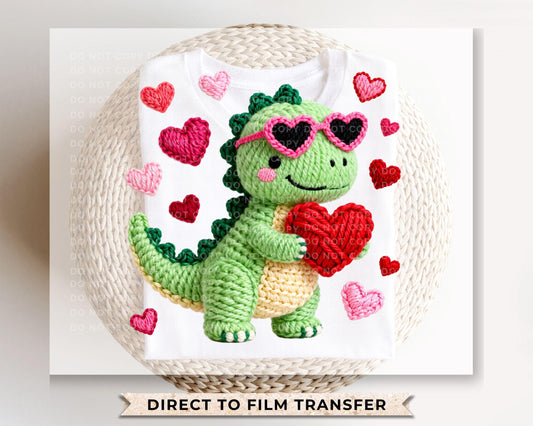 Faux Yarn T-Rex DTF Transfer | Ready to Press | Direct to Film | Dino