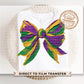 Mardi Gras Brushstroke Bow DTF Transfer | Ready to Press | Direct to Film | New Orleans