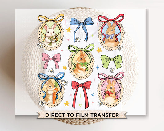 Coquette Easter Bunny DTF Transfer, Thrifted Grandma Core, Cottagecore
