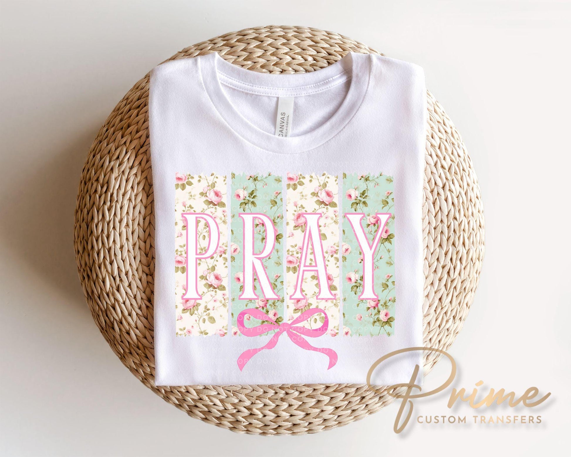 Coquette Floral Pray DTF Transfer, Christian Easter T-shirt Design