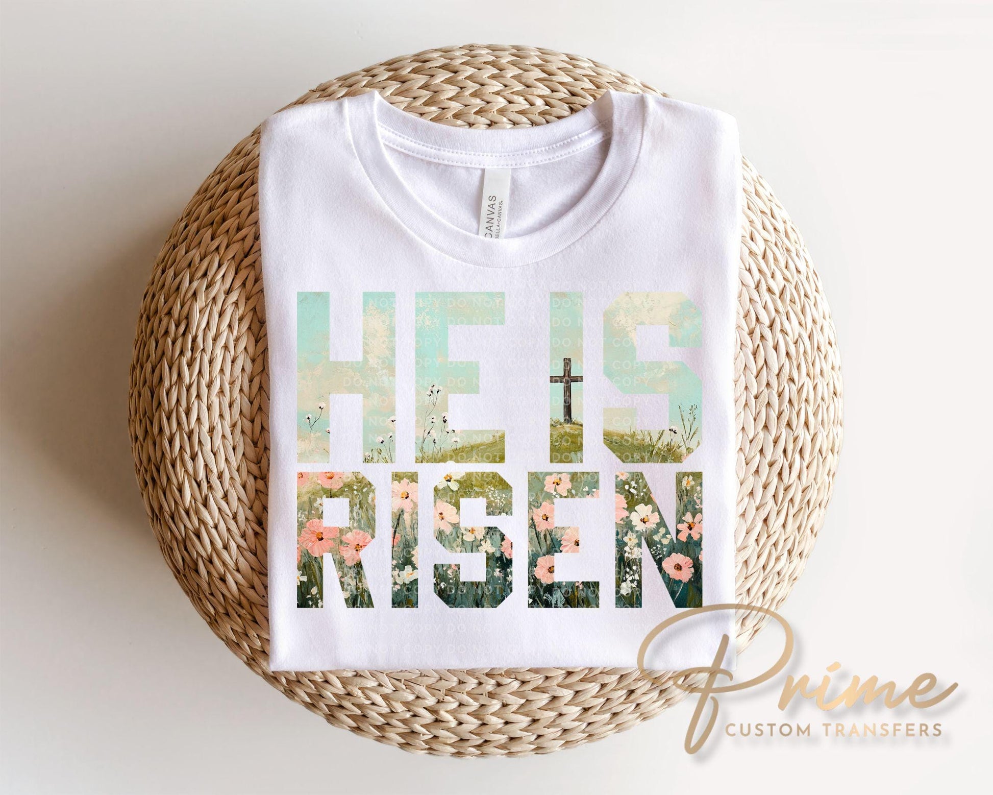 He Is Risen Easter DTF Transfer, Christian Wildflower T-shirt Design