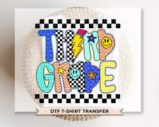 Third Grade DTF Transfer, First Day of School T-shirt Design, Ready to Press
