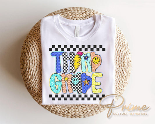 Third Grade DTF Transfer, First Day of School T-shirt Design, Ready to Press