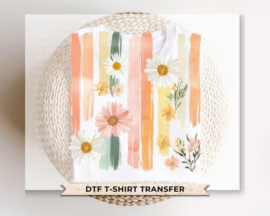 Brushstroke Wildflowers DTF Transfer, Ready to Press, Spring T-shirt Design