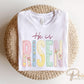 He is Risen DTF Transfer, Faux Quilted Religious Shirt Transfer