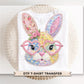 Patchwork Floral Bunny DTF Transfer | Trendy Easter Tshirt Design | Cottage Core Gingham Patchwork
