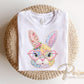 Patchwork Floral Bunny DTF Transfer | Trendy Easter Tshirt Design | Cottage Core Gingham Patchwork