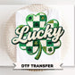 Faux Yarn Checkered Shamrock DTF Transfer, St. Patrick's Day Tshirt Direct to Film Design,