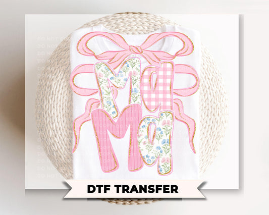 Preppy Floral Mama DTF Transfer, Pink Coquette Shirt Design