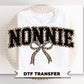 Coquette Nonnie Leopard Print DTF Transfer, Tshirt Design for Grandma