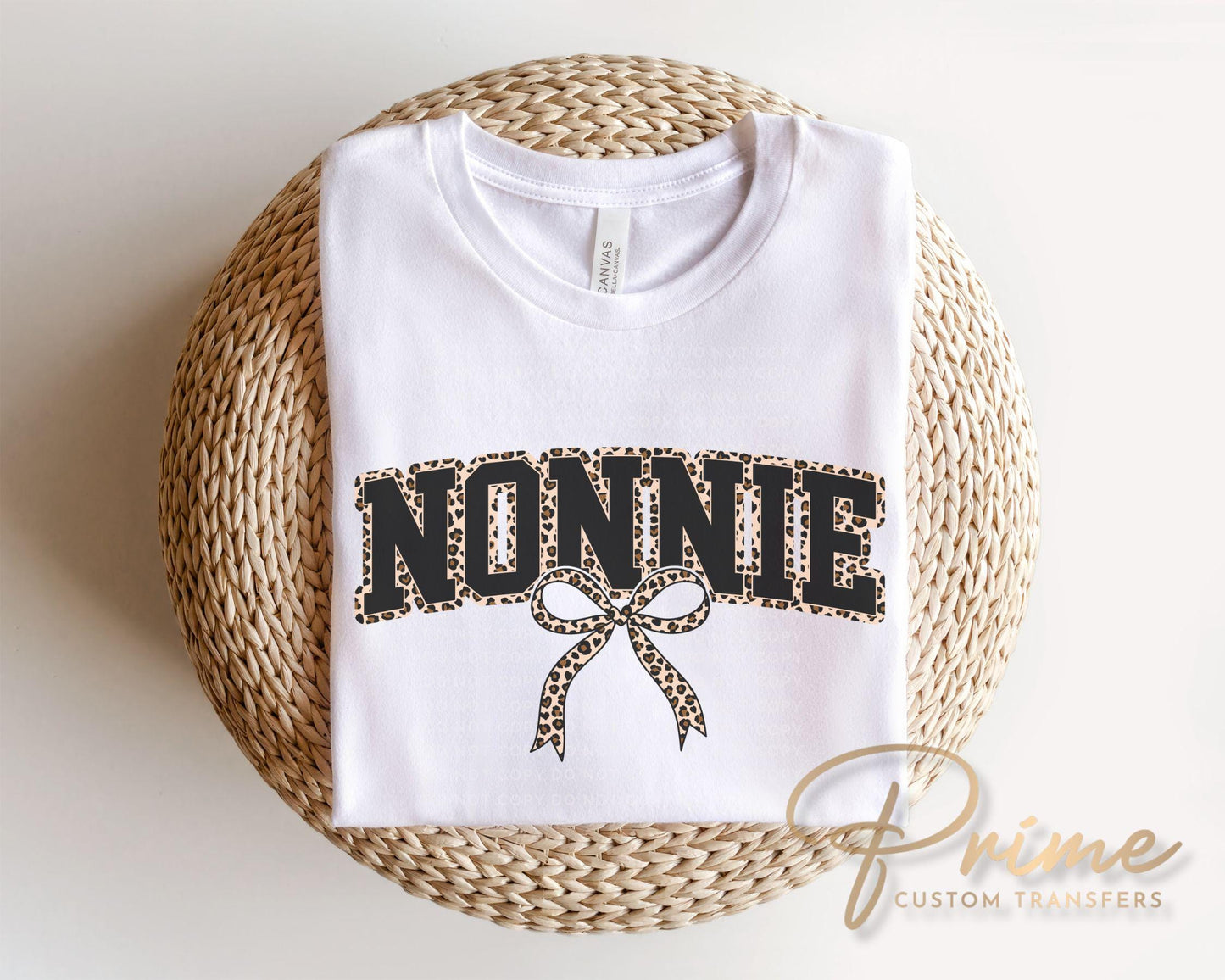 Coquette Nonnie Leopard Print DTF Transfer, Tshirt Design for Grandma