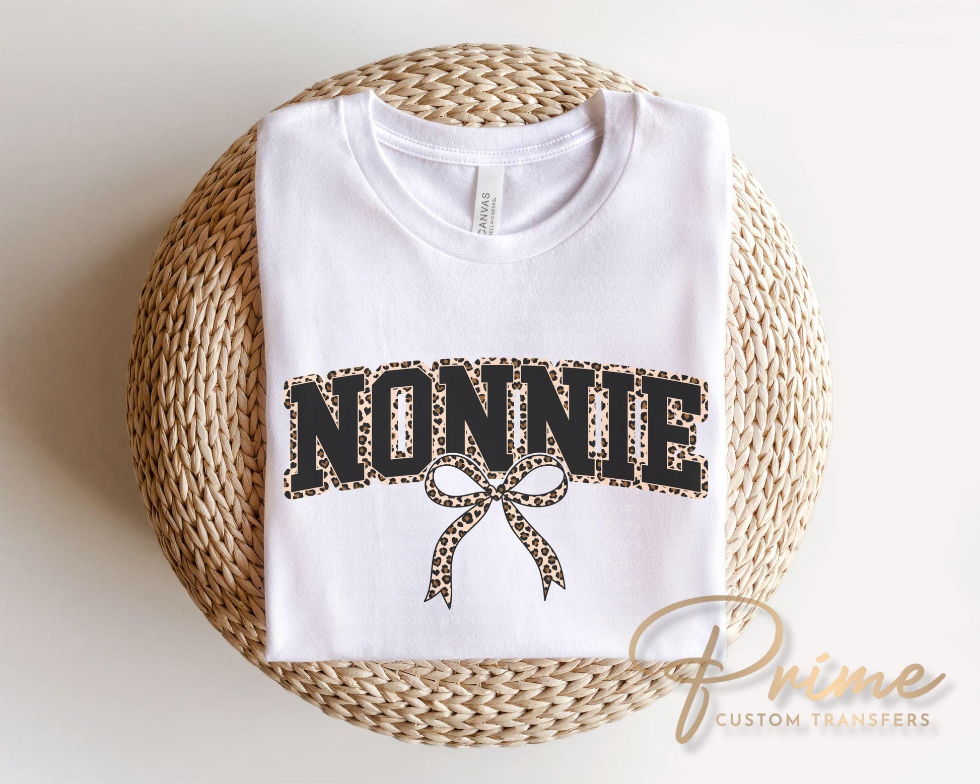 Coquette Nonnie Leopard Print DTF Transfer, Tshirt Design for Grandma