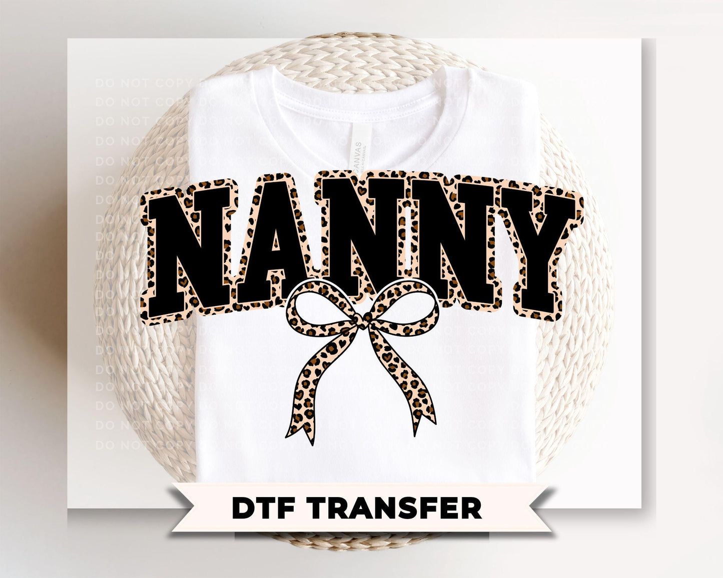 Coquette Nanny Leopard Print DTF Transfer, Tshirt Design for Grandma