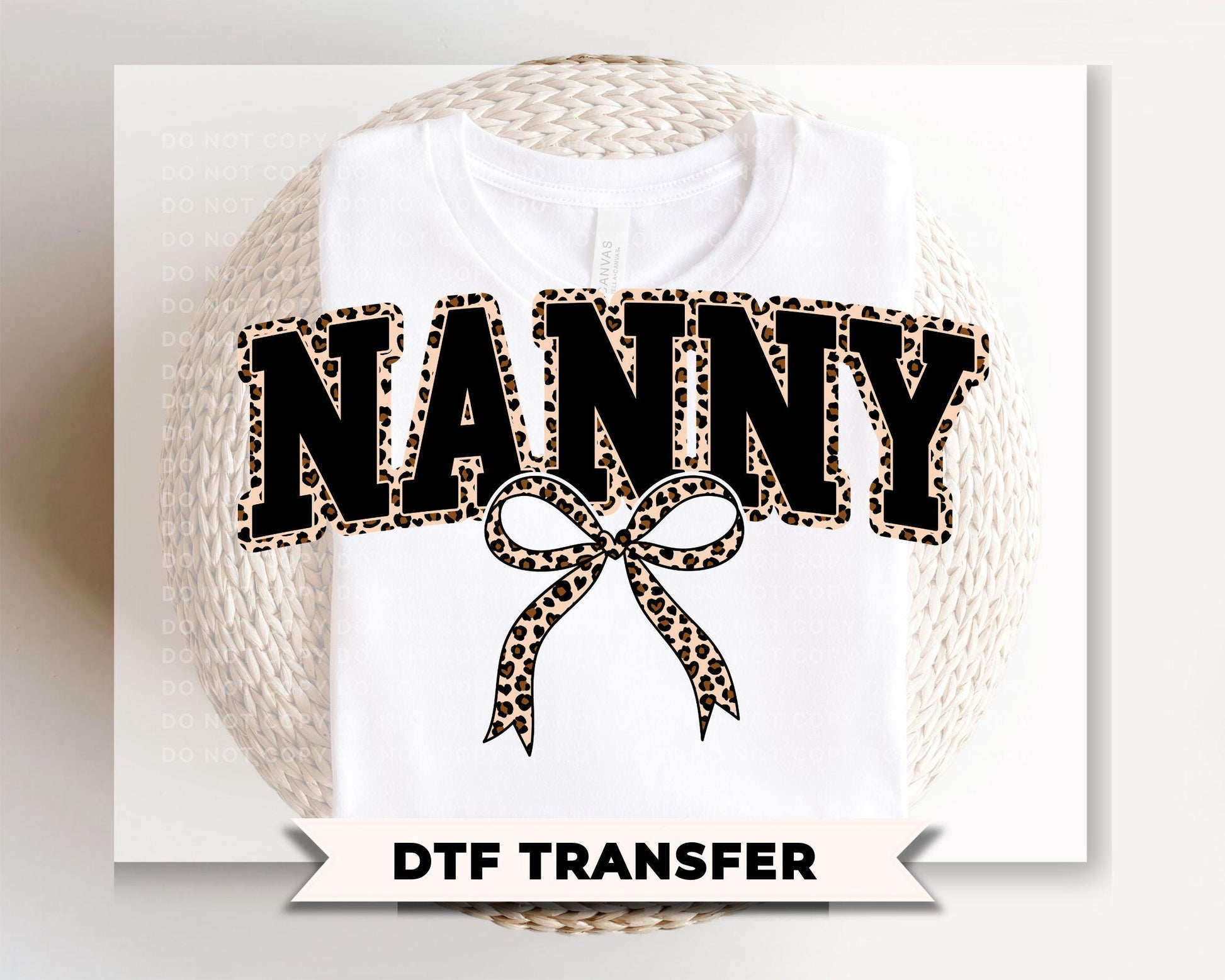 Coquette Nanny Leopard Print DTF Transfer, Tshirt Design for Grandma