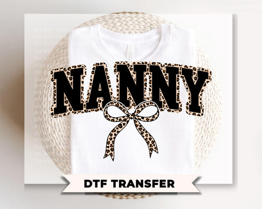 Coquette Nanny Leopard Print DTF Transfer, Tshirt Design for Grandma