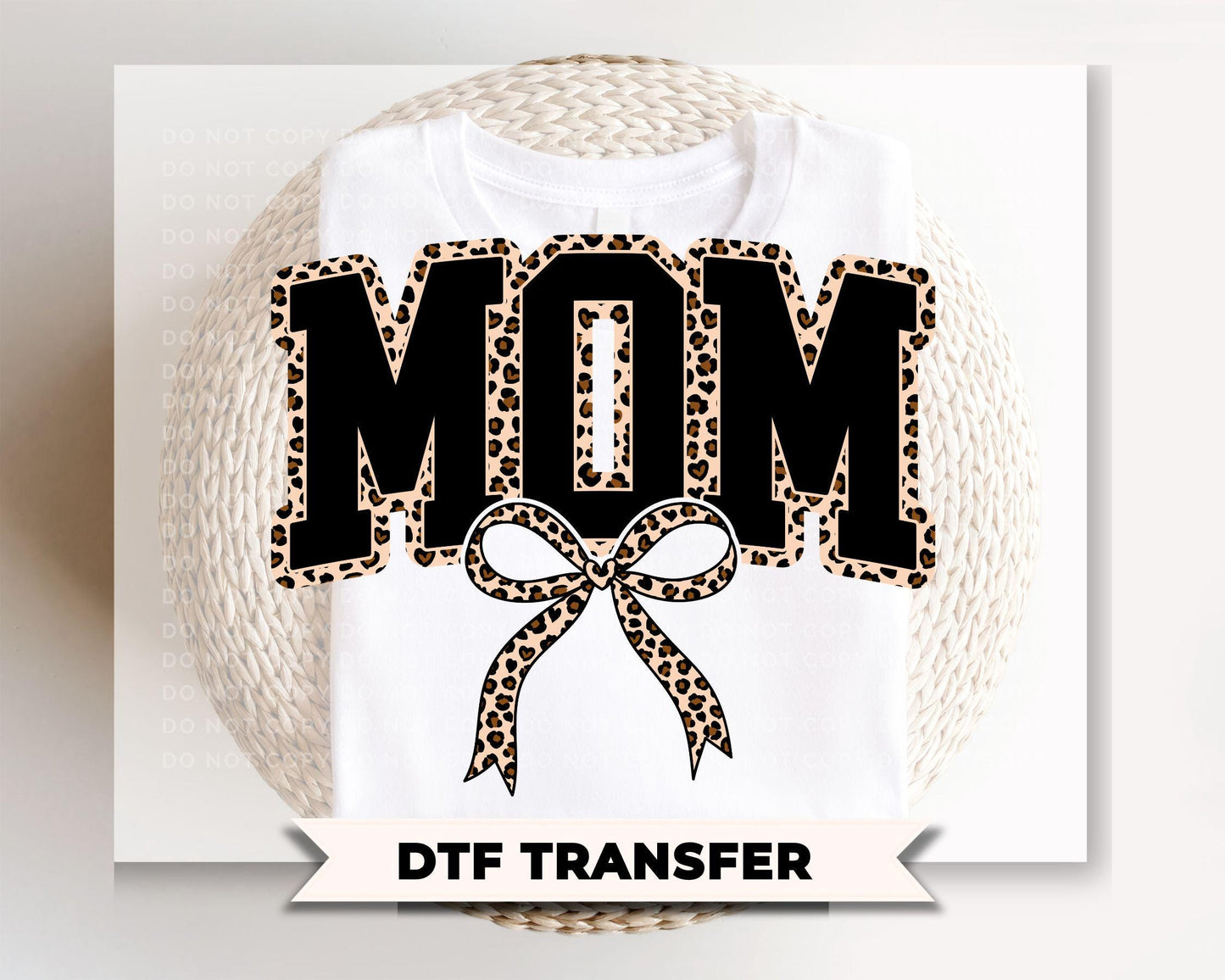 Coquette Mom Leopard Print DTF Transfer, Mother's Day Tshirt Design