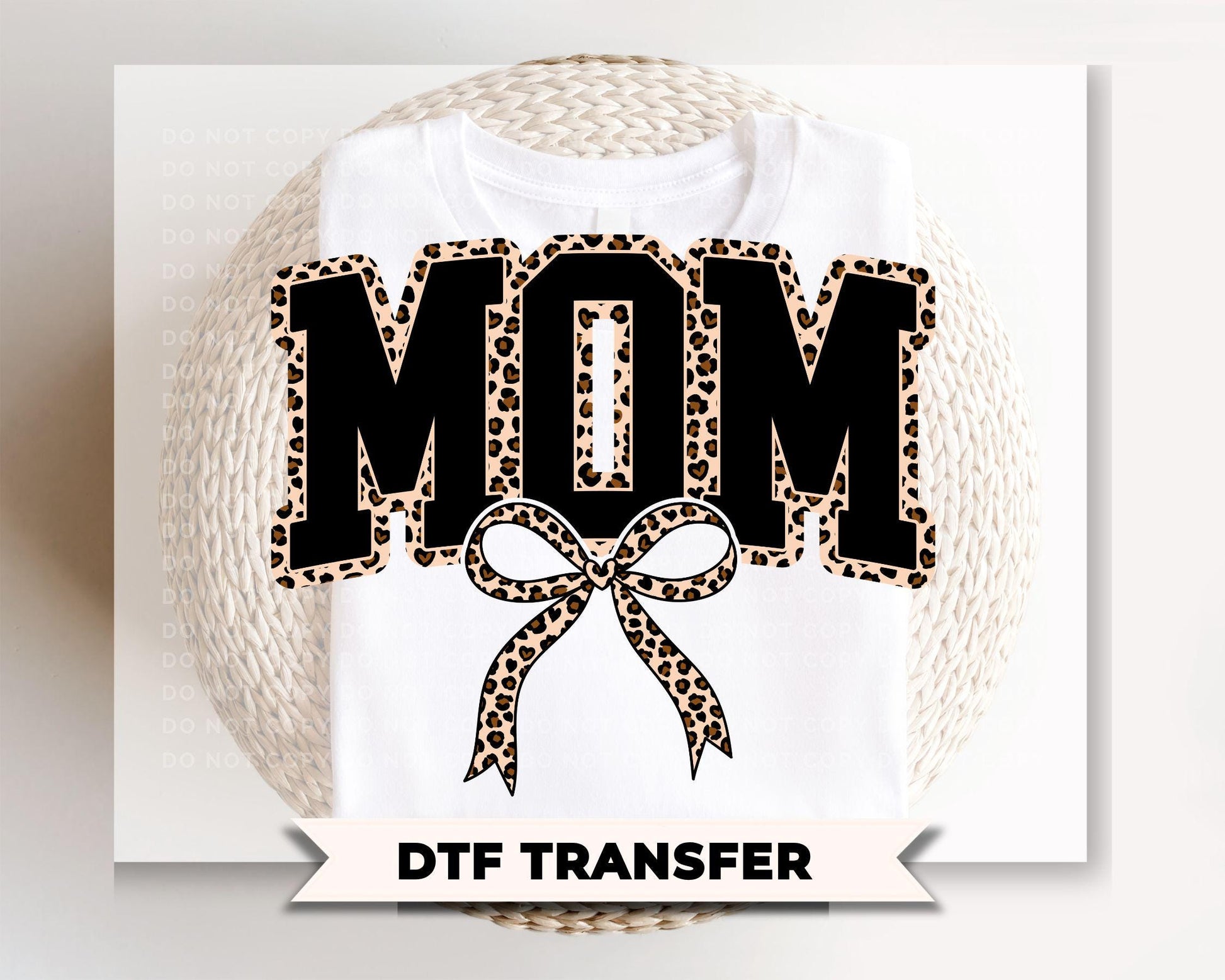 Coquette Mom Leopard Print DTF Transfer, Mother's Day Tshirt Design