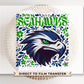 Seattle Football Mascot Floral DTF Transfer, Ready to Press