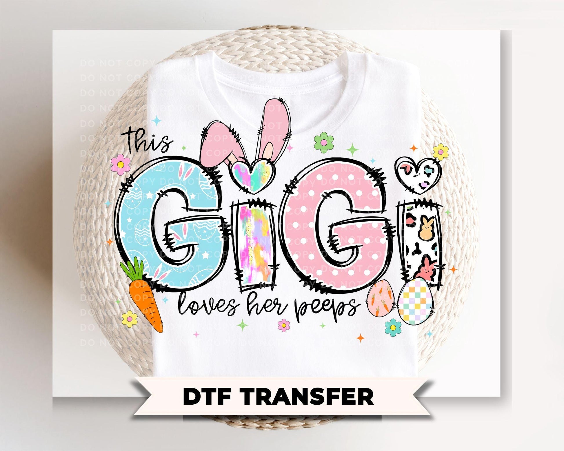 This Gigi Loves Her Peeps DTF Transfer | Grandma Easter Tshirt Design