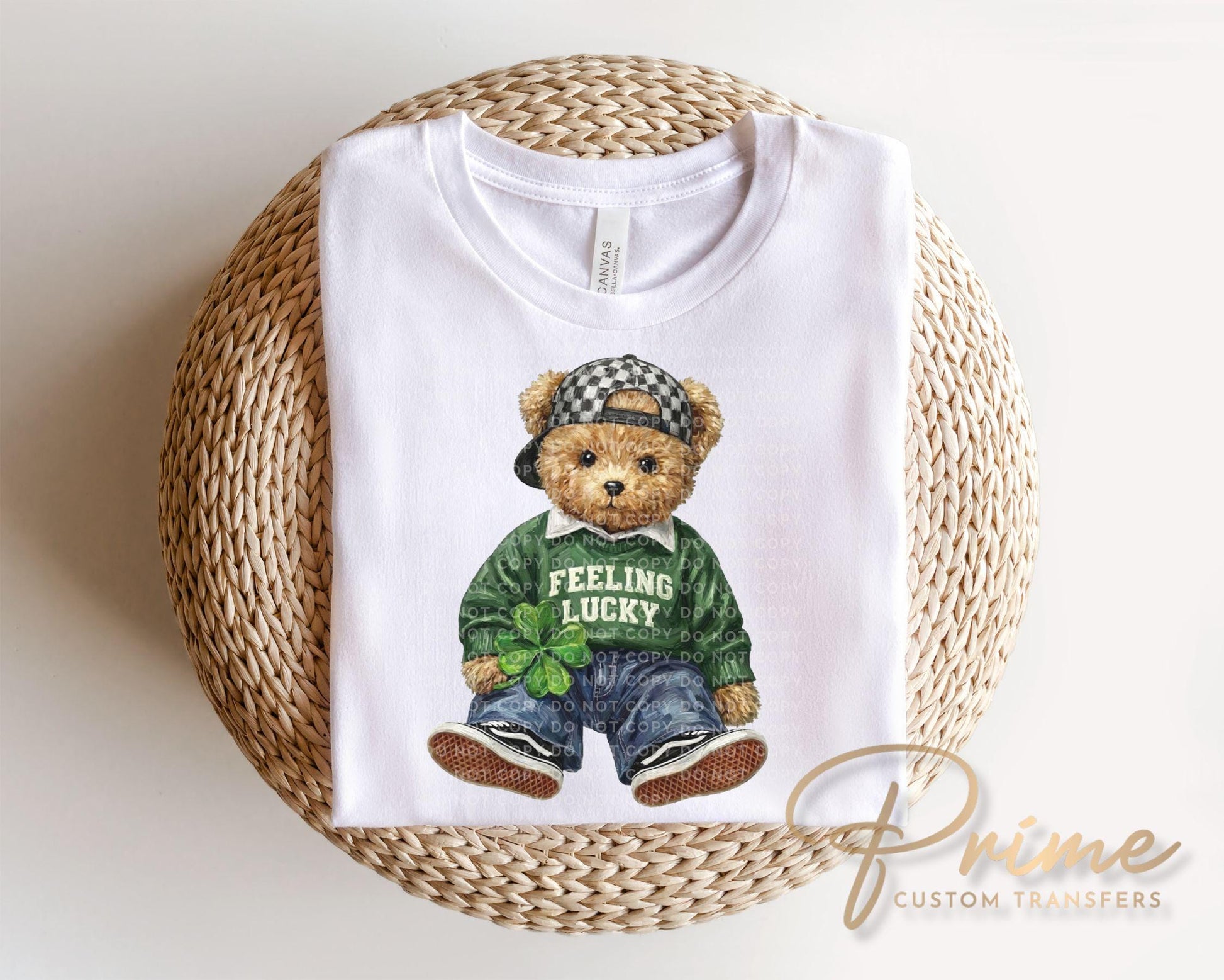 Feeling Lucky Teddy Bear DTF Transfer, St. Patrick's Day Tshirt Direct to Film Design
