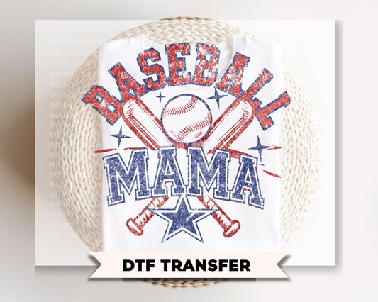 Retro Baseball Mama DTF Transfer | Ready to Press, Sports Mom Tshirt Design