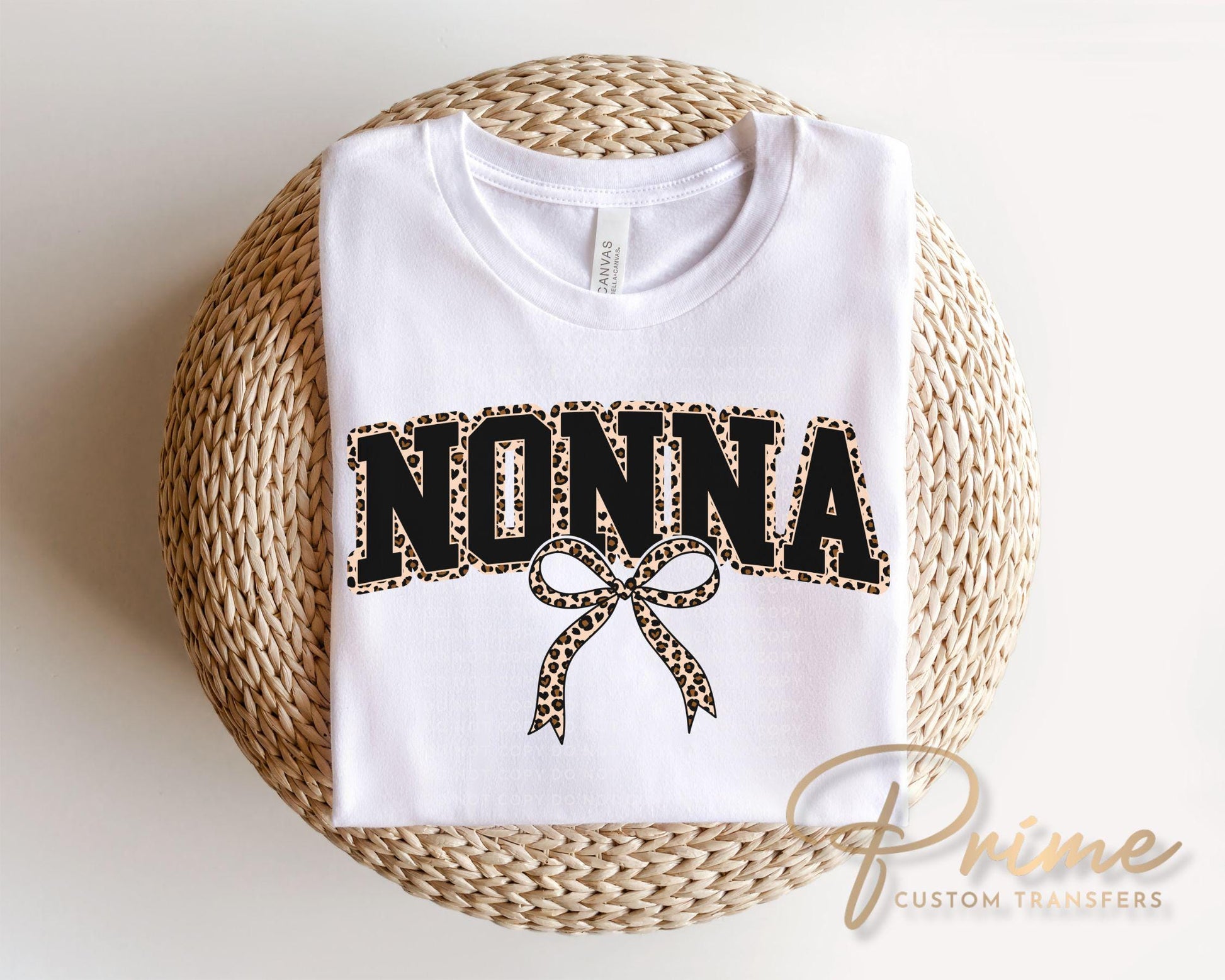 Coquette Nonna Leopard Print DTF Transfer, Tshirt Design for Grandma