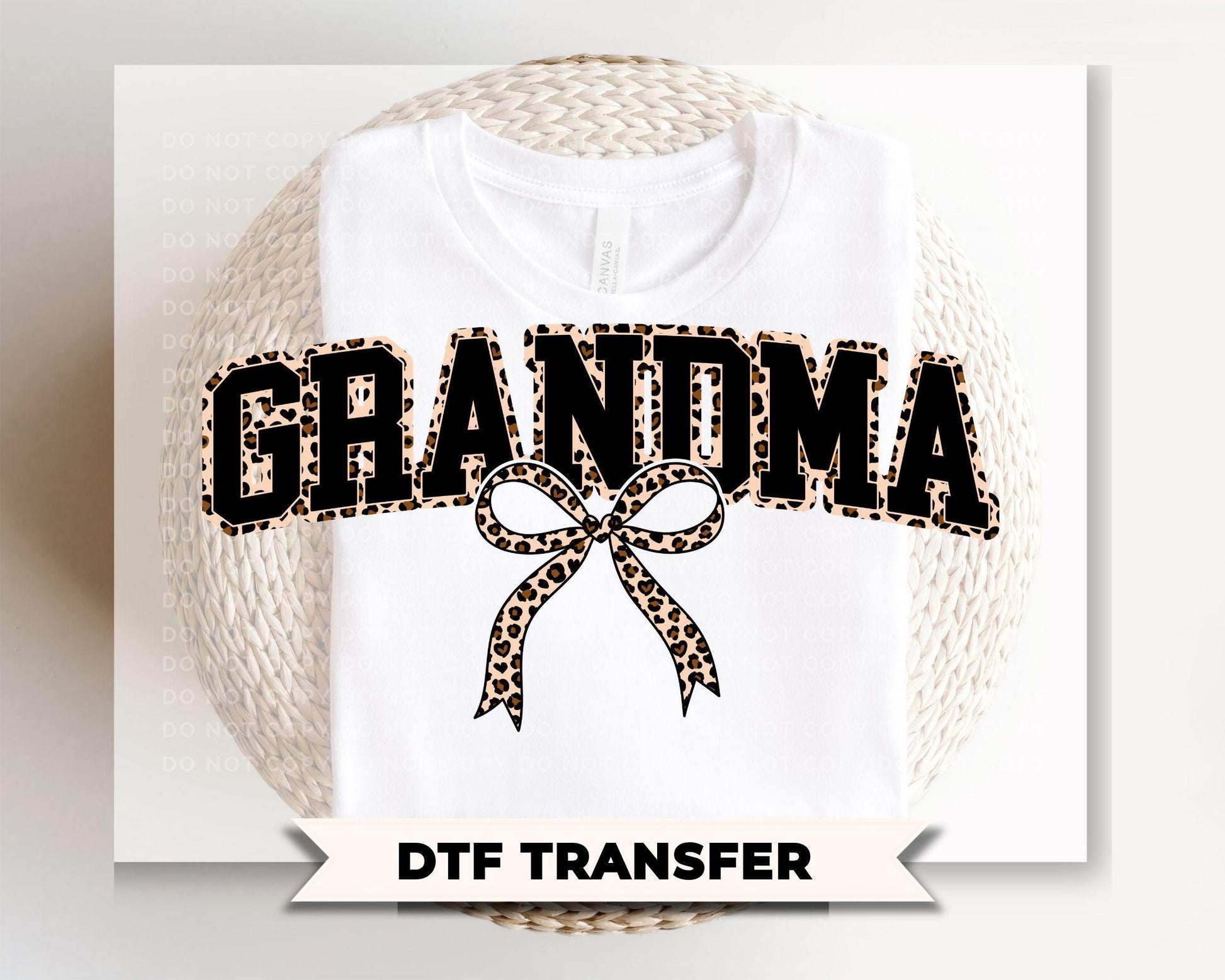 Coquette Grandma Leopard Print DTF Transfer | Ready to Press, Tshirt Design for Mother's Day