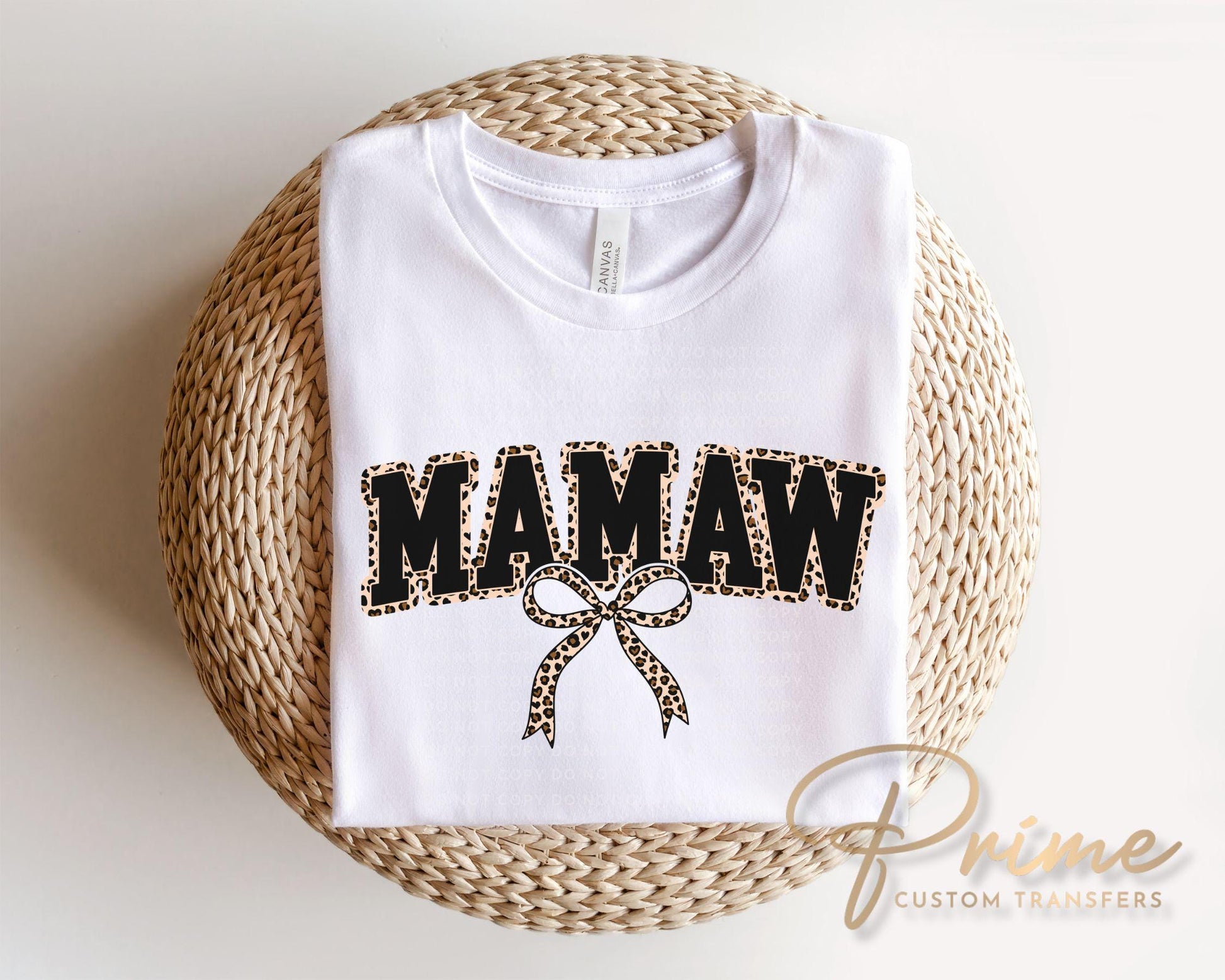 Coquette Mamaw Leopard Print DTF Transfer | Ready to Press, Tshirt Design for Mother's Day