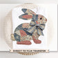 Patchwork Bunny DTF Transfer, Thrifted Grandma Core, Cottagecore