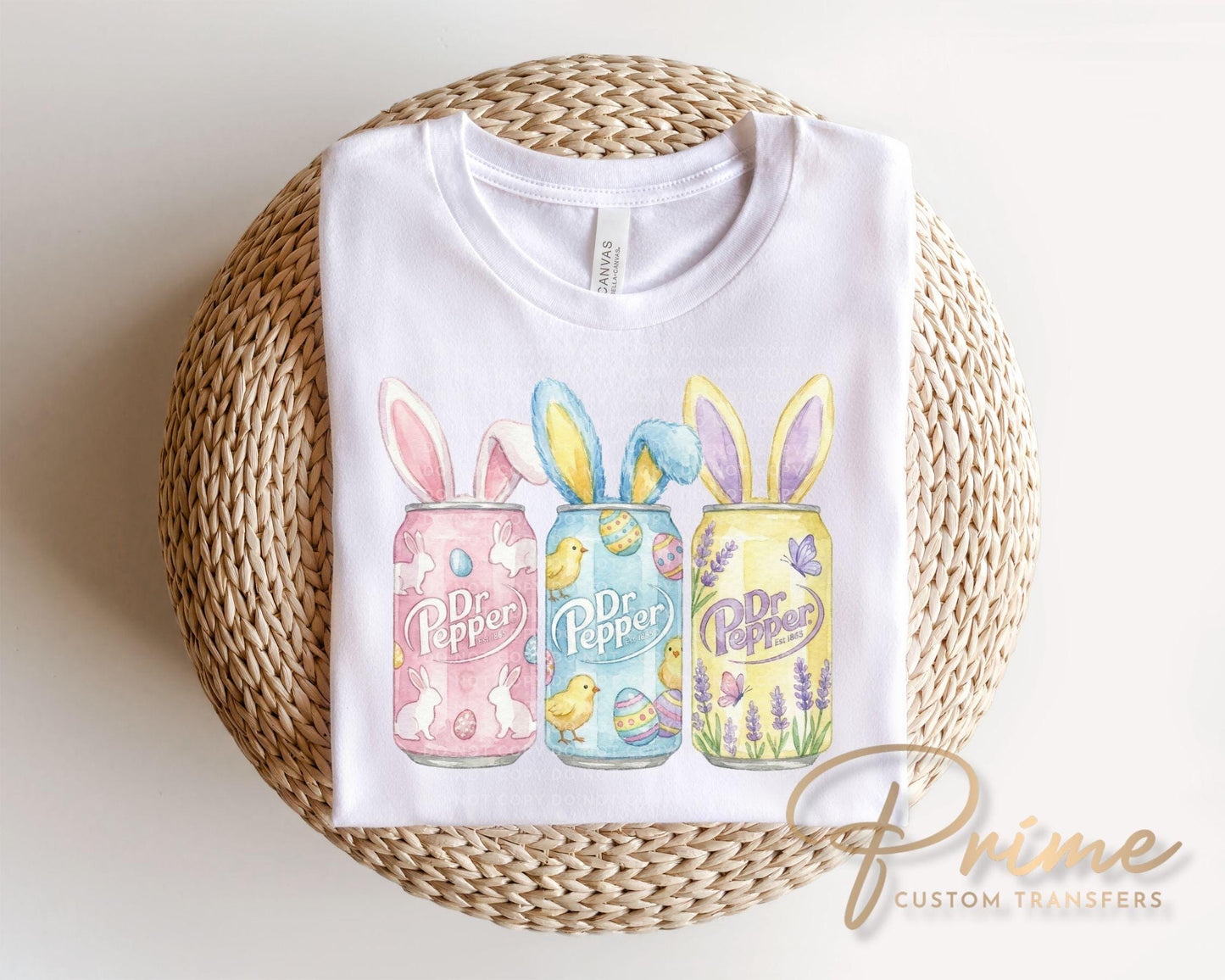 Retro Bunny Soda Cans DTF Transfer, Ready to Press, Easter Tshirt Design