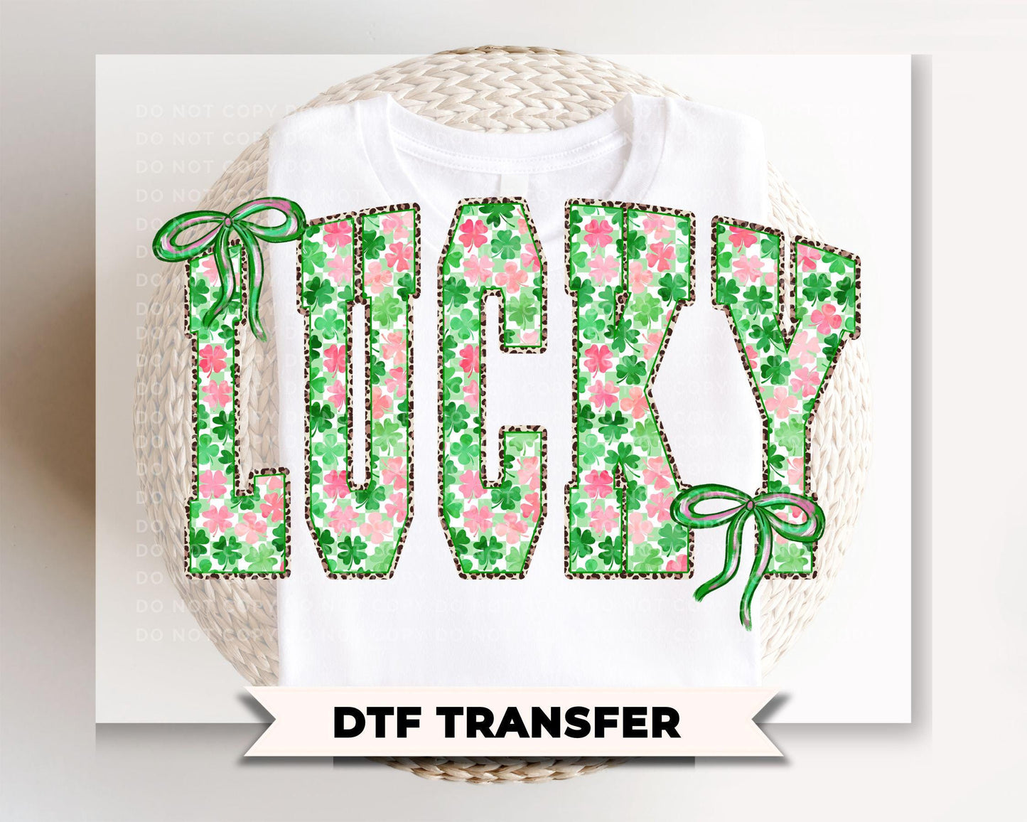 Coquette Lucky DTF Transfer | Preppy St Patrick's Day Tshirt Design