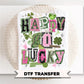 Happy Go Lucky DTF Transfer | Preppy St Patrick's Day Tshirt Design