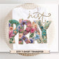 Just Pray Faux Yarn DTF Transfer, Christian Easter T-shirt Design